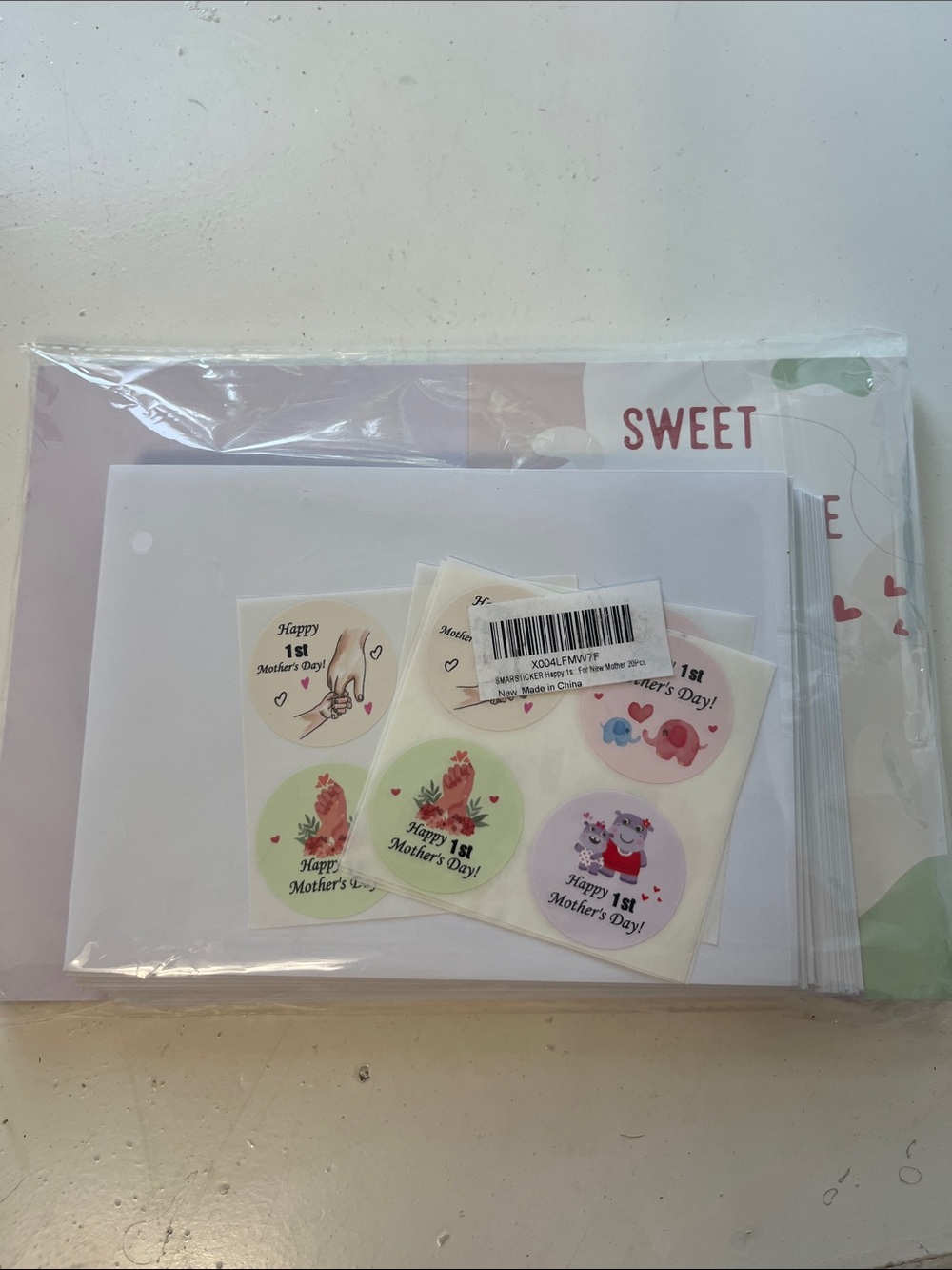 SMARTSTICKER 20 Piece 1st Mothers Day for New Mothers Card Kit with Envelopes